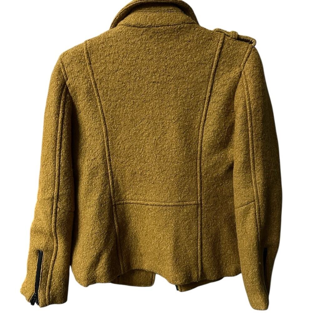 Anthropologie Cartonnier Mustard Wool Blend Moto Jacket Boho Cozy Size Small - Picture 5 of 11